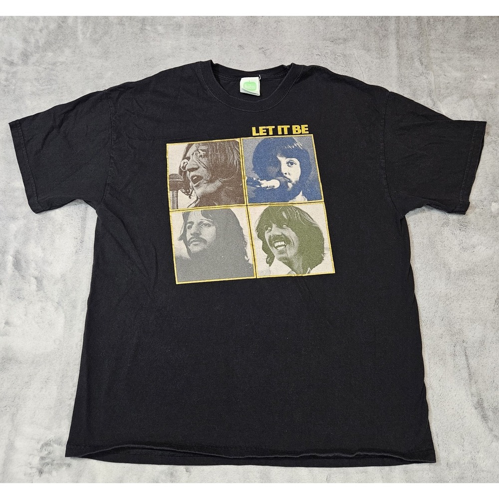 Vintage 2005 The Beatles Let It Be T Shirt Men's XL Black Apple Corps Band Tee